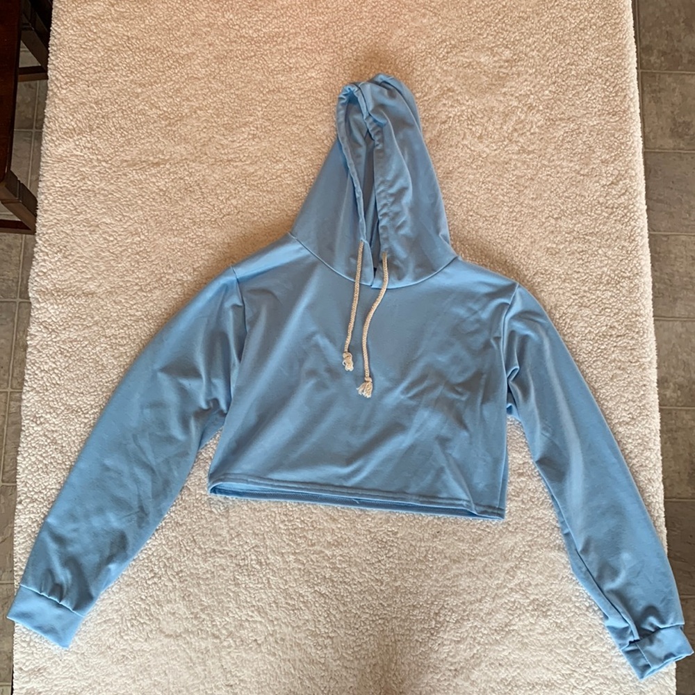 Light Blue Cropped Hoodie